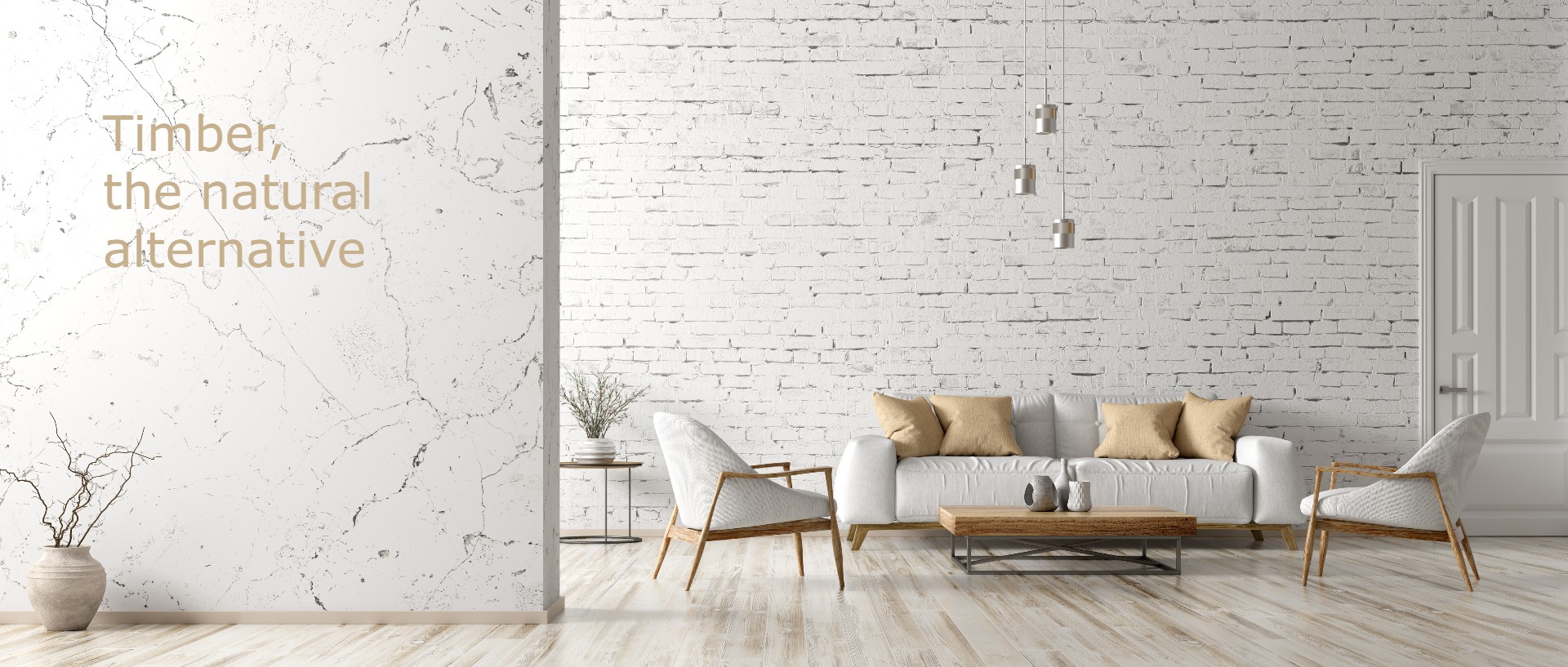 Timber the natural alternative Modern white room with timber furniture